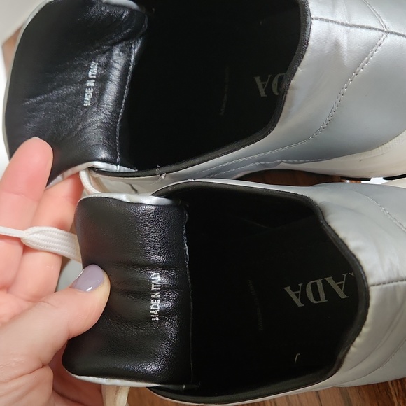 Prada Metallic Silver Quilted Nylon sneakers womens size 38.5 ( USA size 8.5) - Picture 9 of 14